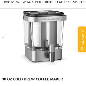 KitchenAid Stainless Steel and Clear Cold Brew Coffee Maker